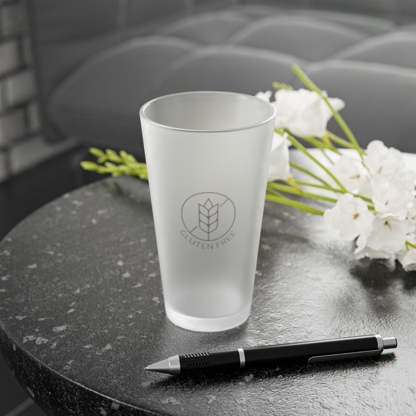 Gluten-Free Beer Glass | Frosted 16oz Pint Glass | Celiac Gift