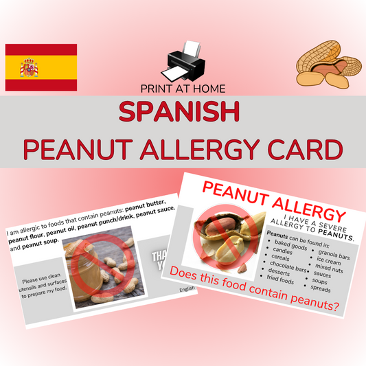 Spanish Peanut Allergy Card - Printable Allergy Translation Card