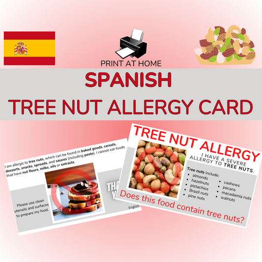 Spanish Tree Nut Allergy Card - Printable Allergy Translation Card