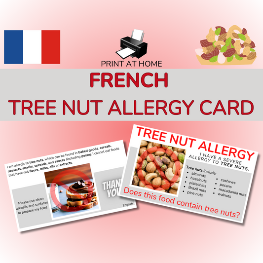 French Tree Nut Allergy Card - Printable Allergy Translation Card