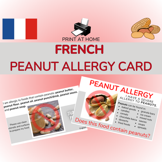 French Peanut Allergy Card - Printable Allergy Translation Card