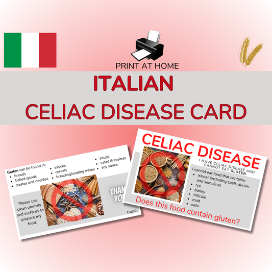 Italian Celiac Disease Card - Printable Gluten-Free Translation Card