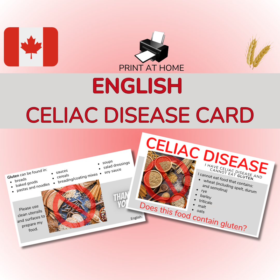 English Celiac Disease Card - Printable Gluten-Free Translation Card