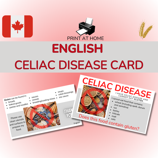 English Celiac Disease Card - Printable Gluten-Free Translation Card