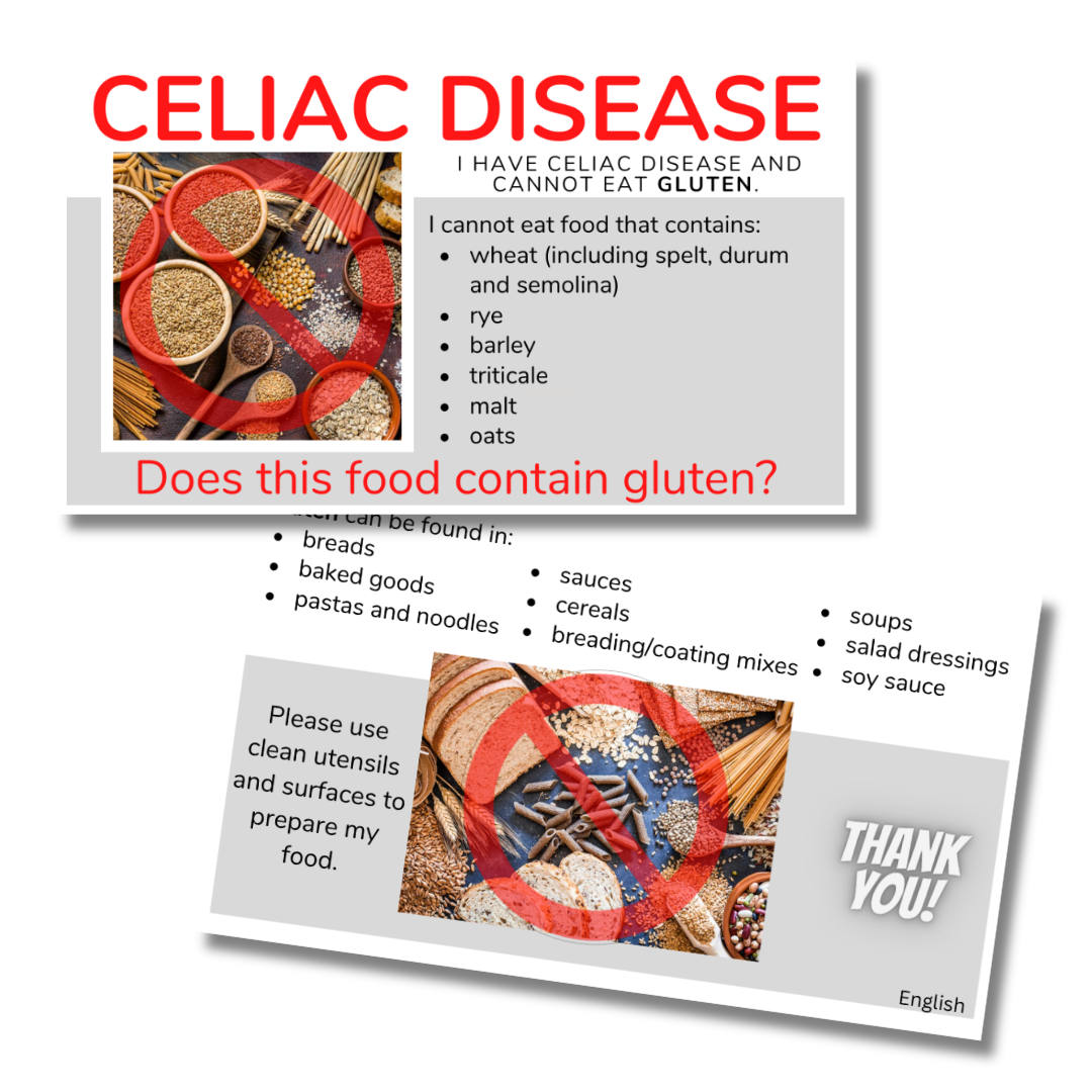 Italian Celiac Disease Card - Printable Gluten-Free Translation Card