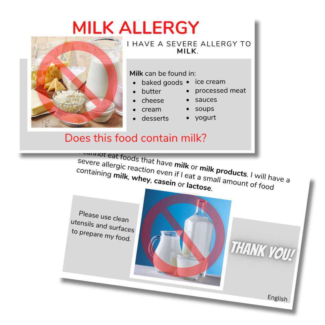 Spanish Milk Allergy Card - Printable Allergy Translation Card