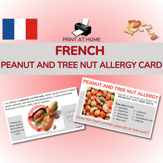 French Peanut & Tree Nut Allergy Card - Printable Allergy Translation Card