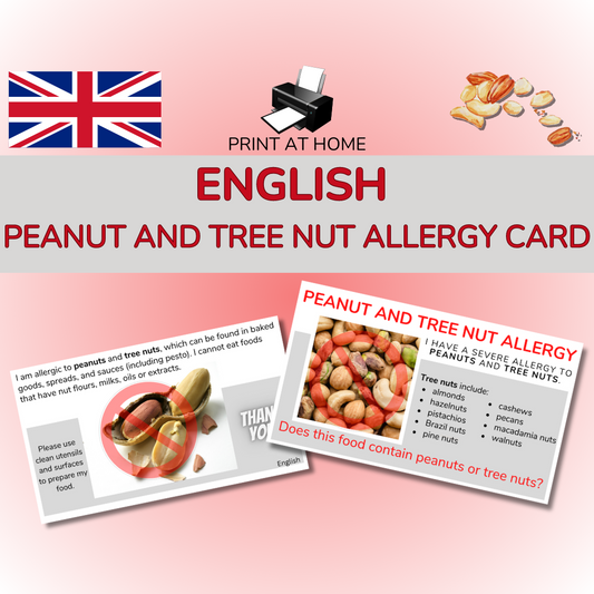 English Peanut & Tree Nut Allergy Card - Printable Allergy Translation Card