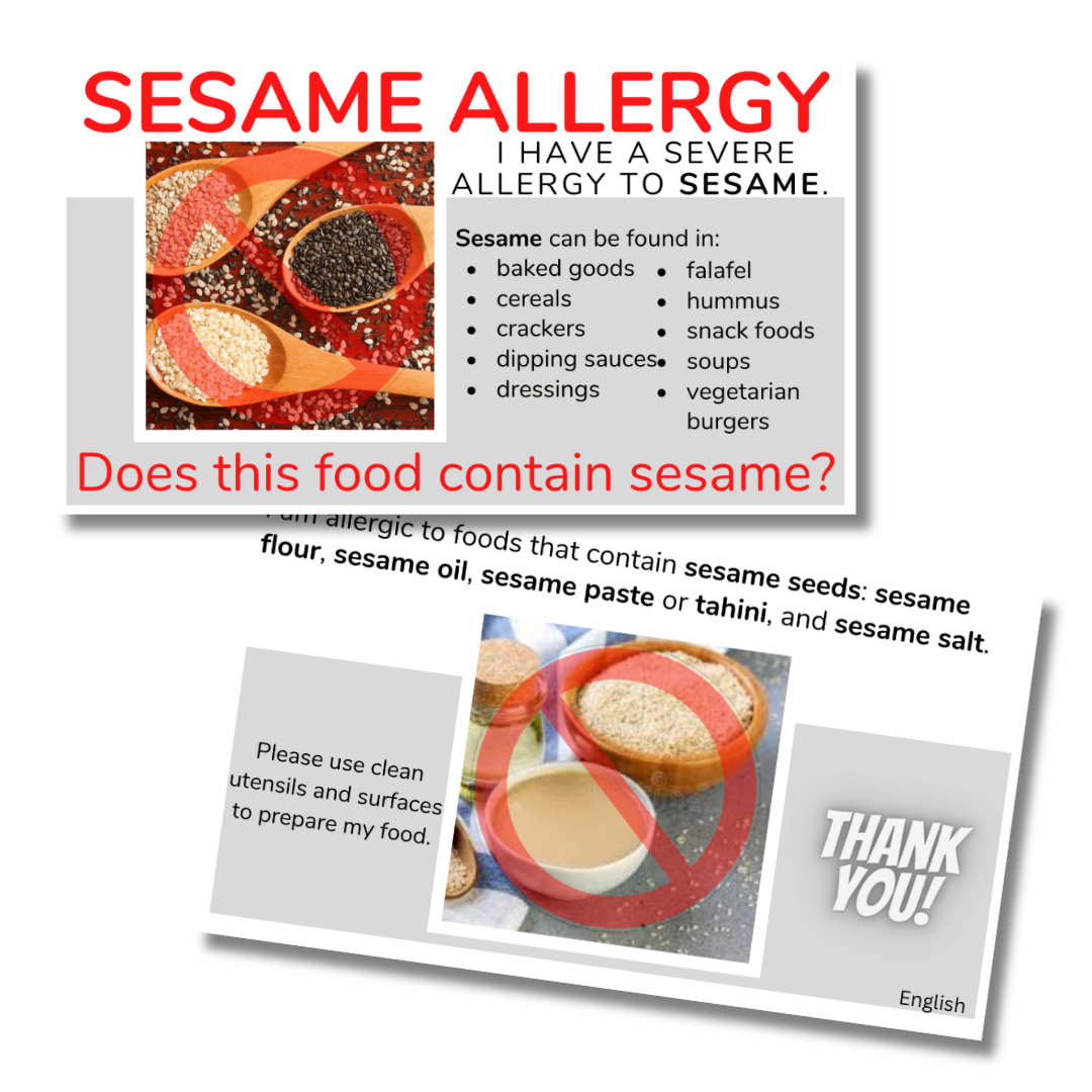 Sesame Allergy Cards