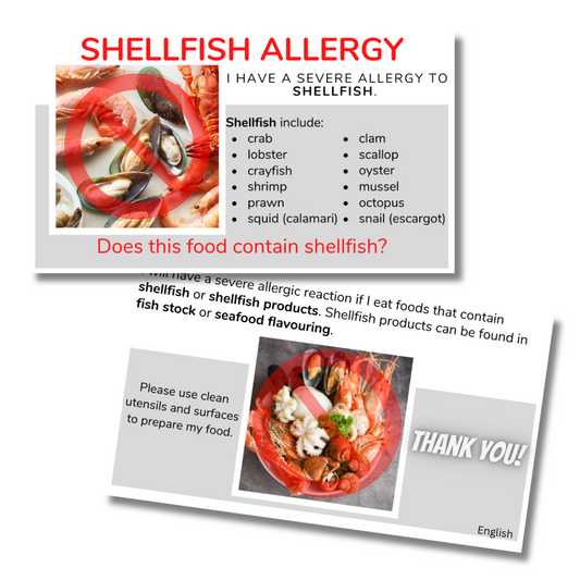 Shellfish Allergy Cards