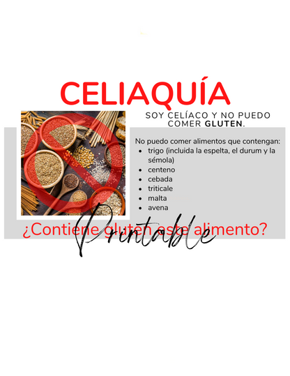 Spanish Celiac Disease Card - Printable Gluten-Free Translation Card